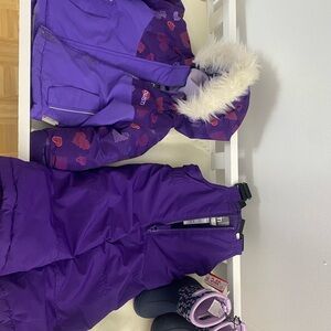 Gustin Purple Puffer Jacket with Faux Fur Trim